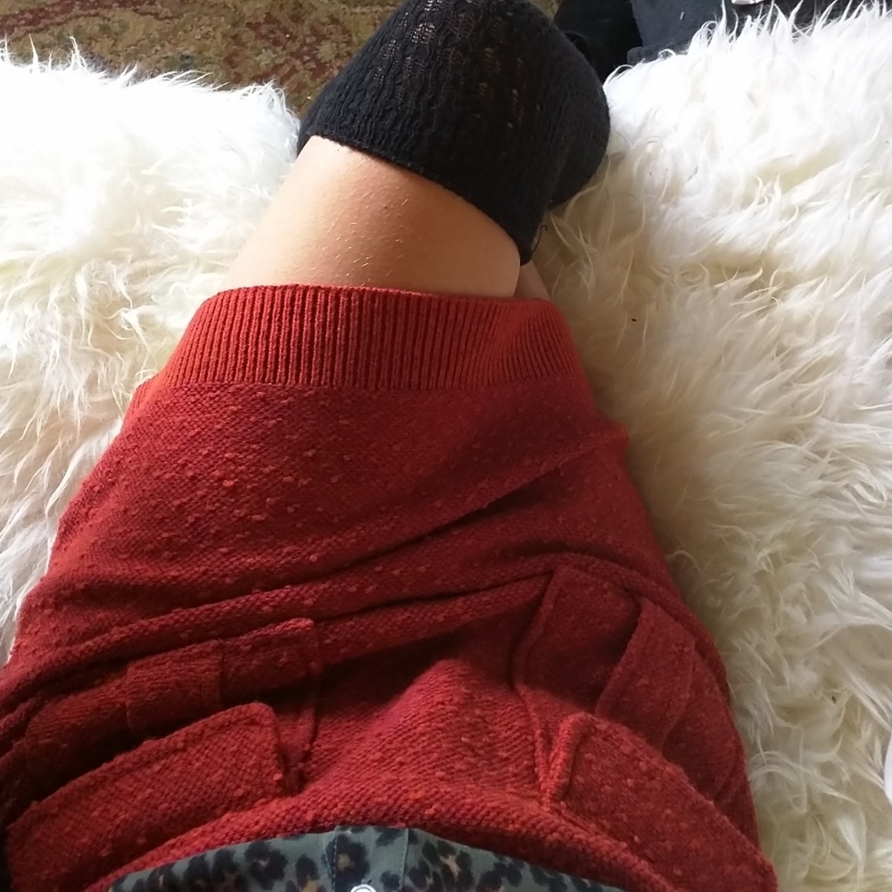 Anthropologie Moth Burnt Orange Textured Skirt